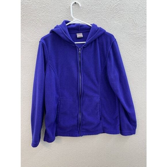 Womens Starting Point Purple Zip Up Hooded Fleece Athletic Jacket Size Large - Picture 1 of 14